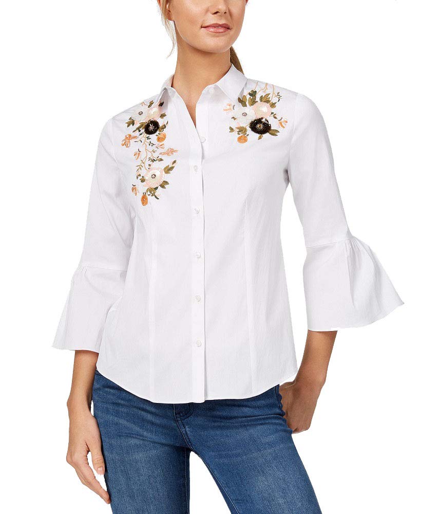 Charter Club Embellished Bell Sleeve Shirt