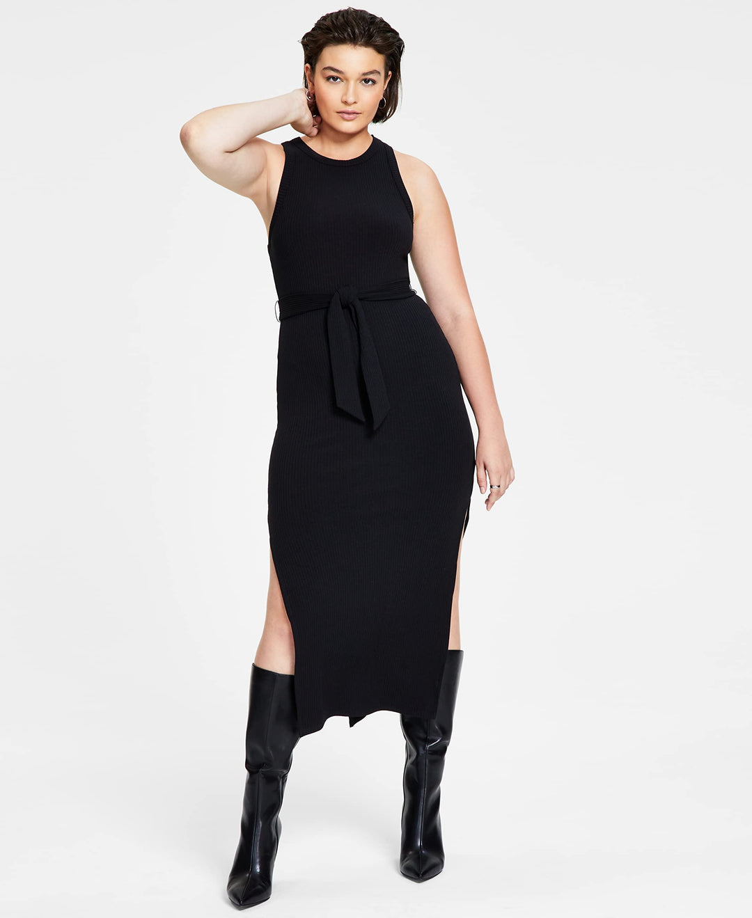Bar III Womens Ribbed Midi Dress