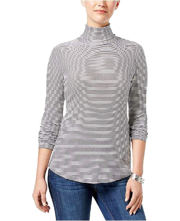 Style & Co Micro Striped Turtleneck Top