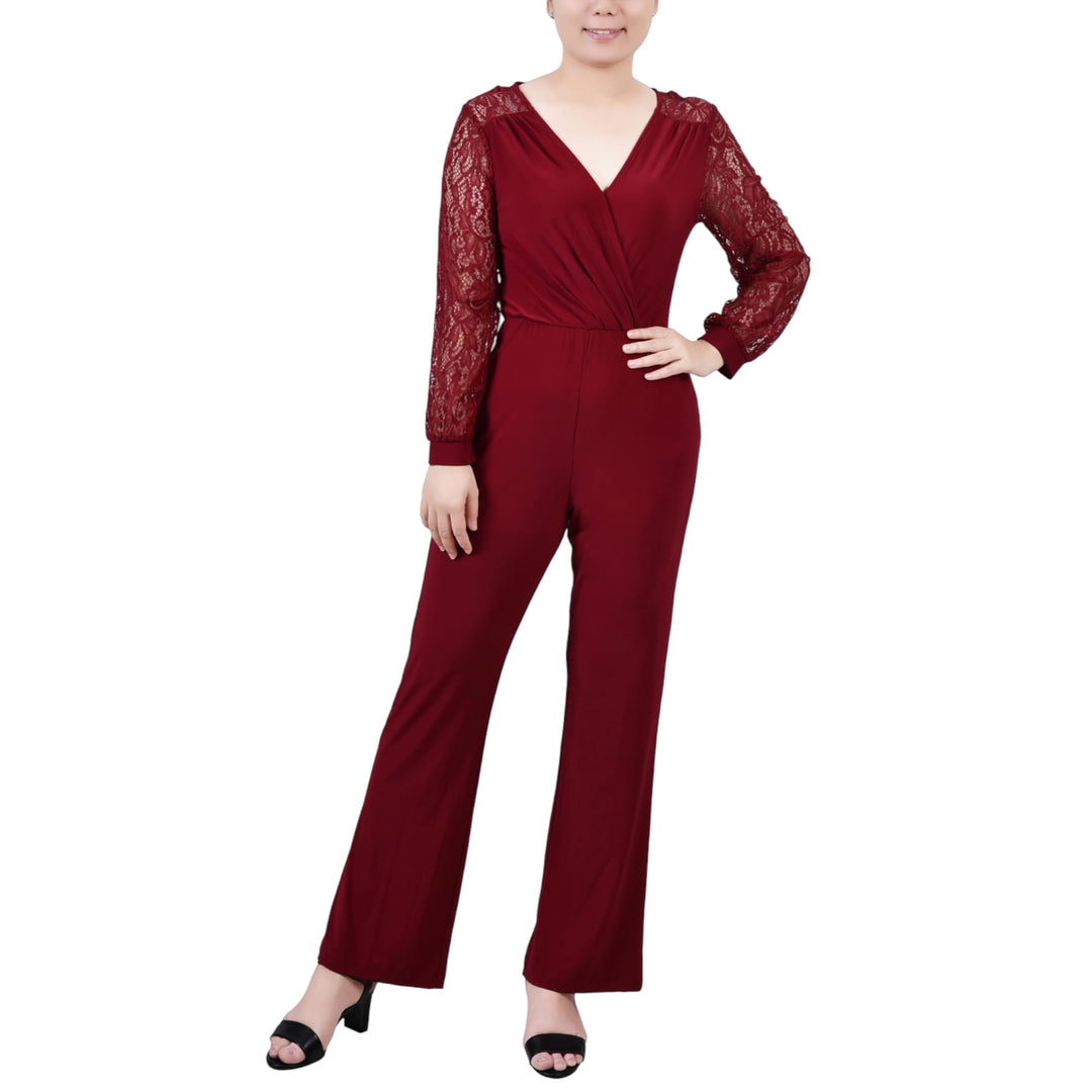 Petite Jumpsuit with Lace Sleeve