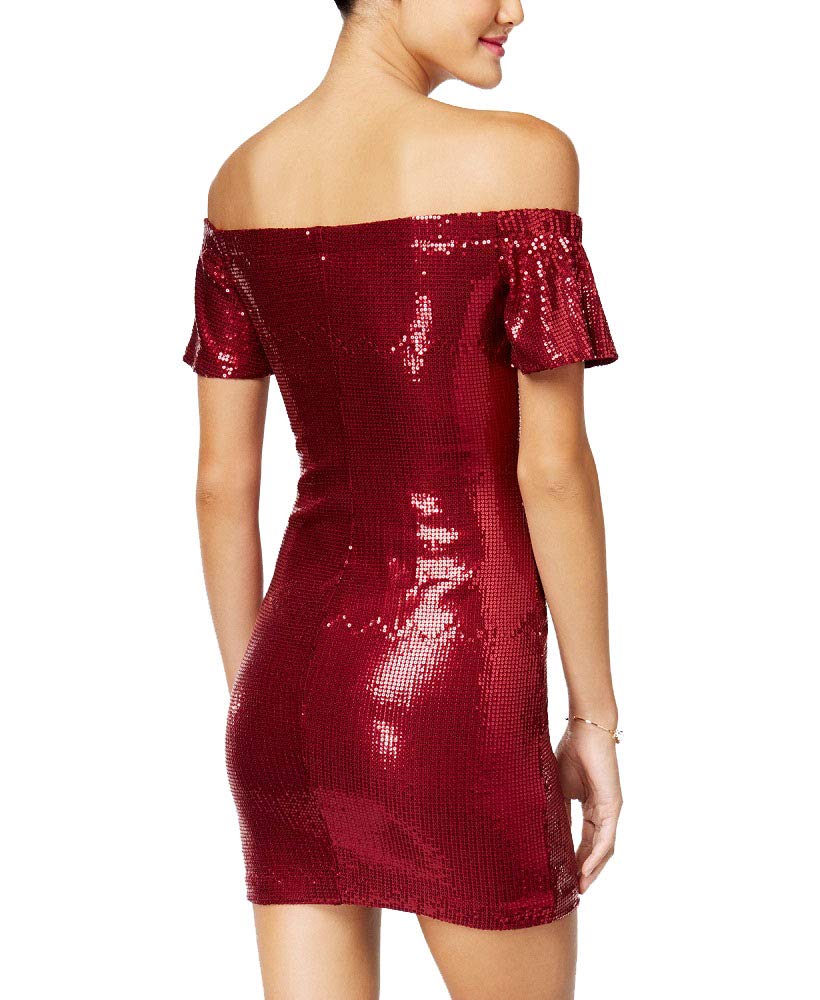 Juniors' Sequined Off-The-Shoulder Bodycon Dress
