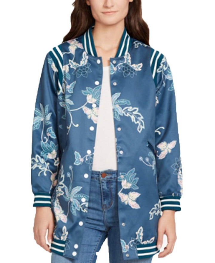 Long Printed Bomber Jacket