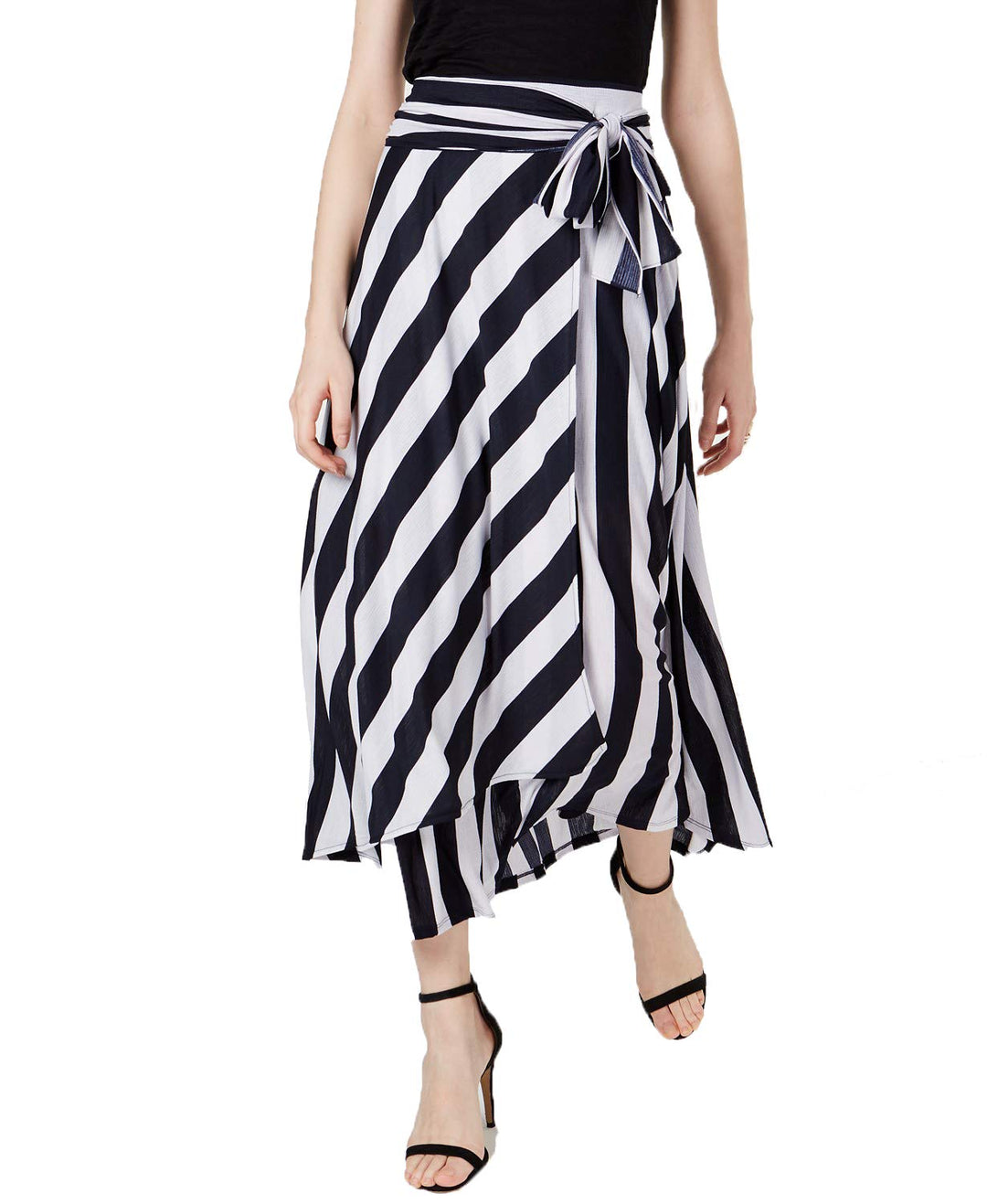 Tie Front Striped Maxi Skirt