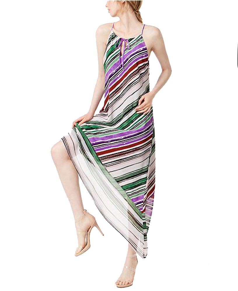 Asymmetrical-Hem Halter Maxi Dress