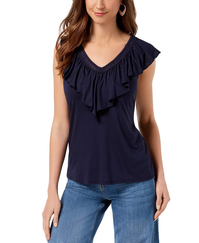 Style & Co V Neck Ruffled Top