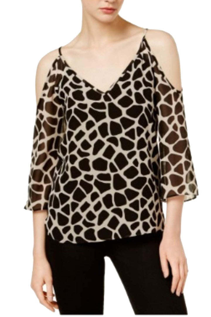 Bar III Cold Shoulder Giraffe Print Top