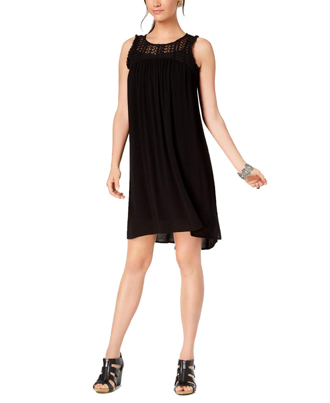 Style & Co Fringe Trim High Low Dress