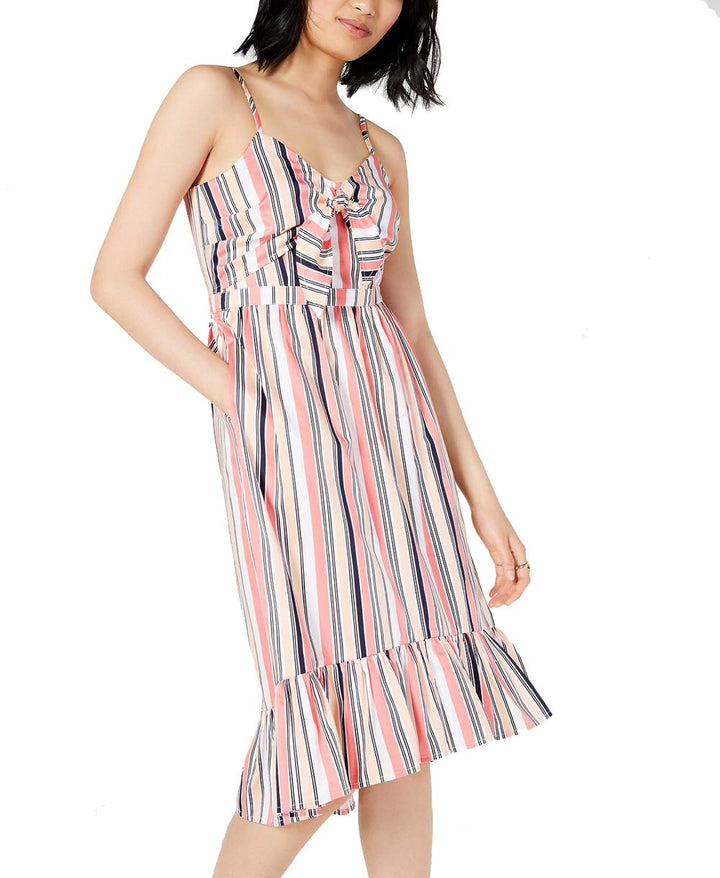 Striped Ruffle-Hem Dress