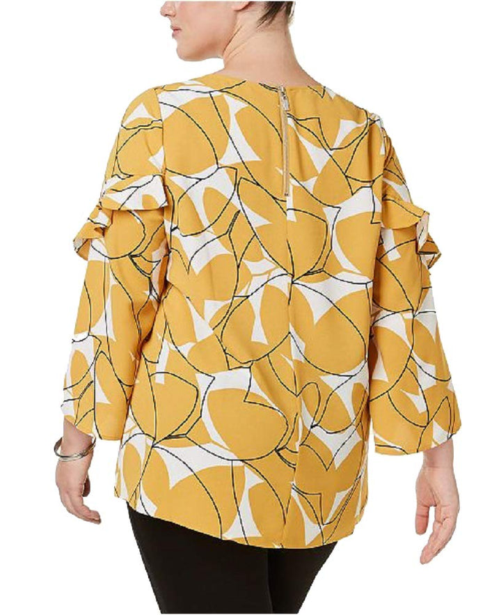 Alfani Plus Size Printed Ruffle Sleeve Top
