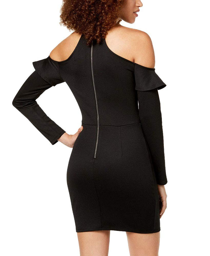 Juniors' Cold-Shoulder Metallic-Belt Dress