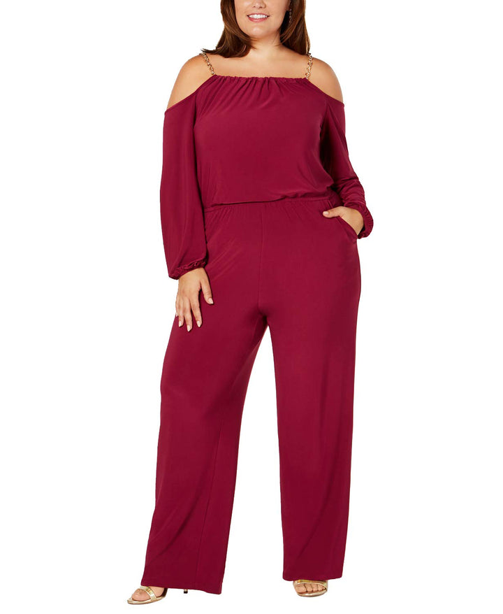Plus & Petite Plus Size Chain-Strap Blouson Jumpsuit
