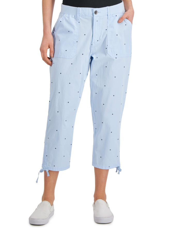 Style & Co Womens Printed Tie Hem Cropped Pants