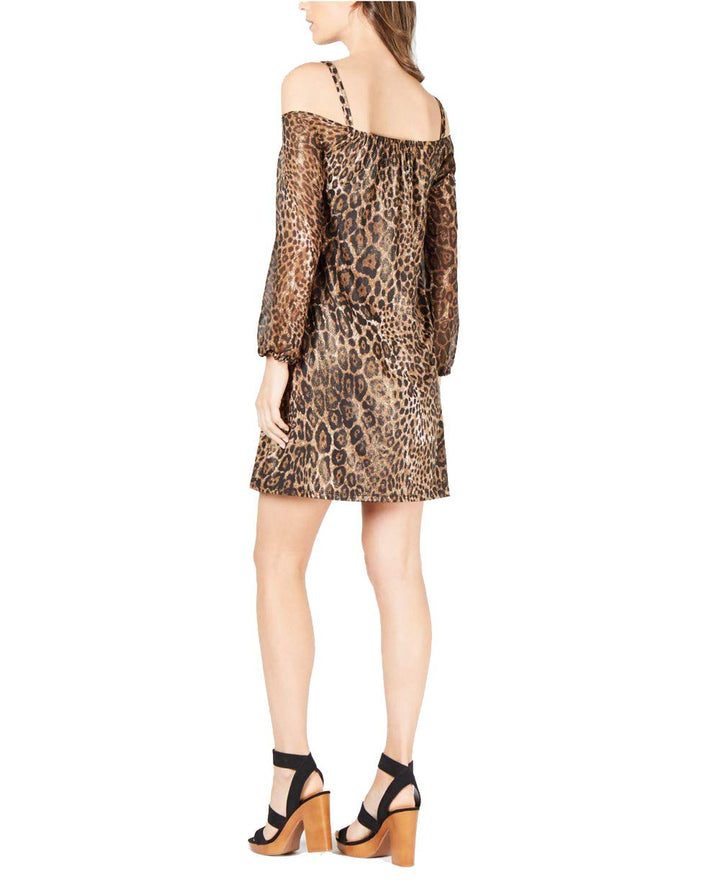 INC Cold-Shoulder Animal-Print Dress