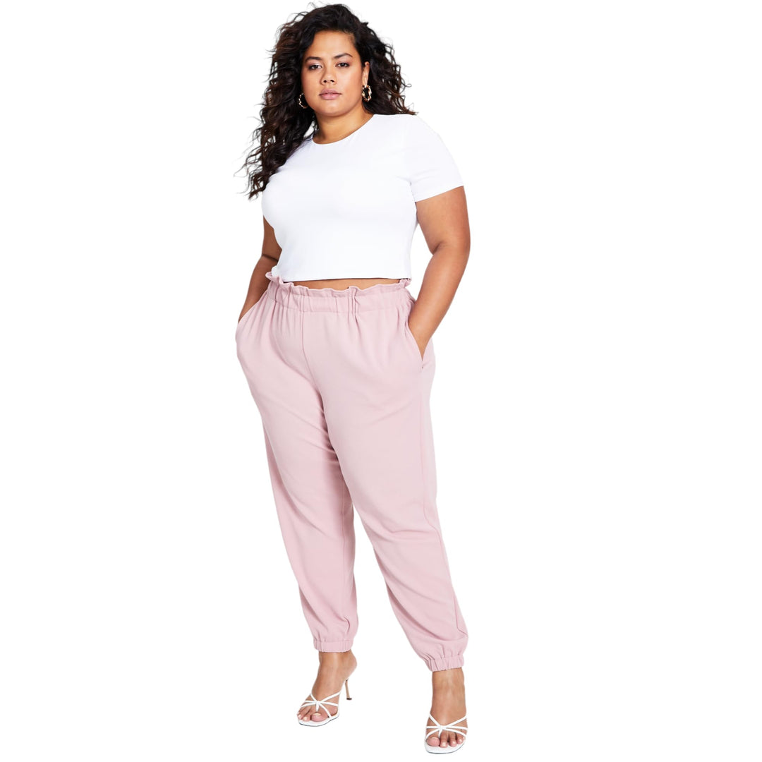 Bar III Trendy Plus Size Paperbag Waist Jogger Pants