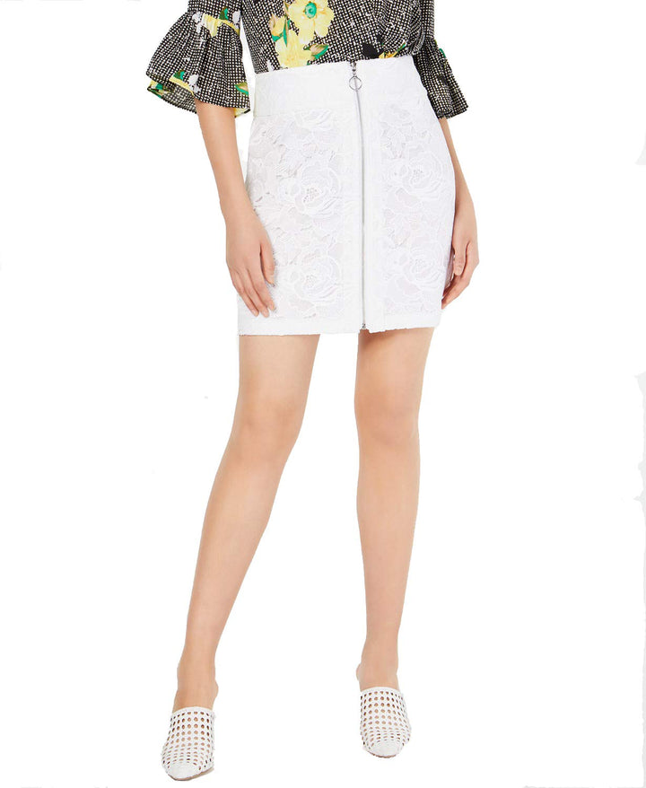 INC Lace O-Ring Zipper-Front Skirt