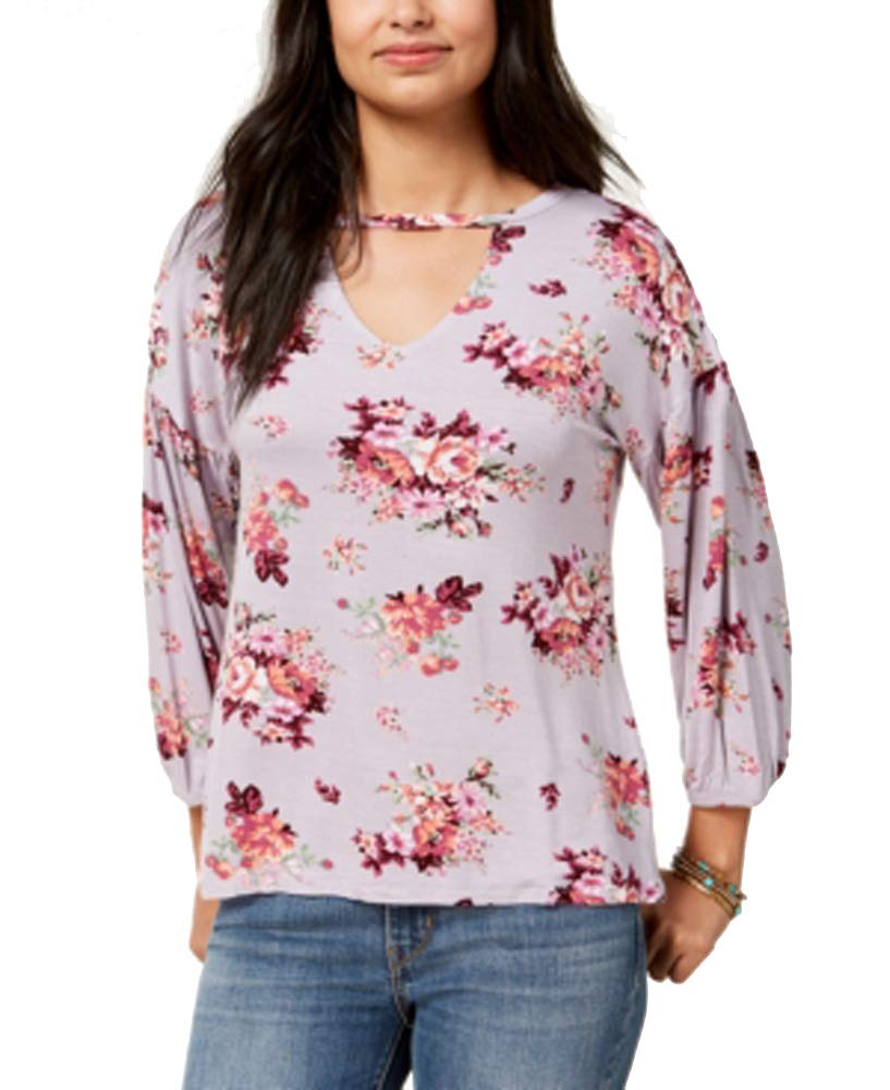 Juniors' Keyhole Bubble-Sleeve Top