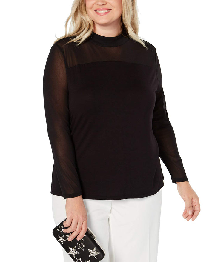 I.N.C. Plus Size Long-Sleeve Illusion Top