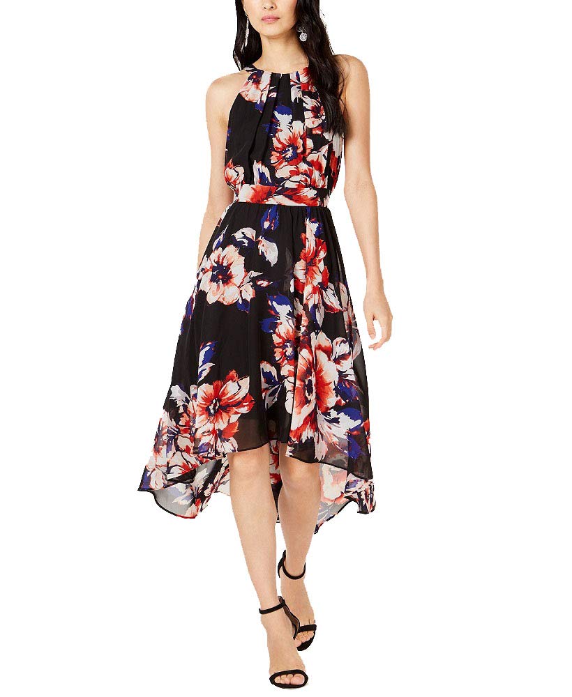 Petite Floral Print Handkerchief Hem Dress
