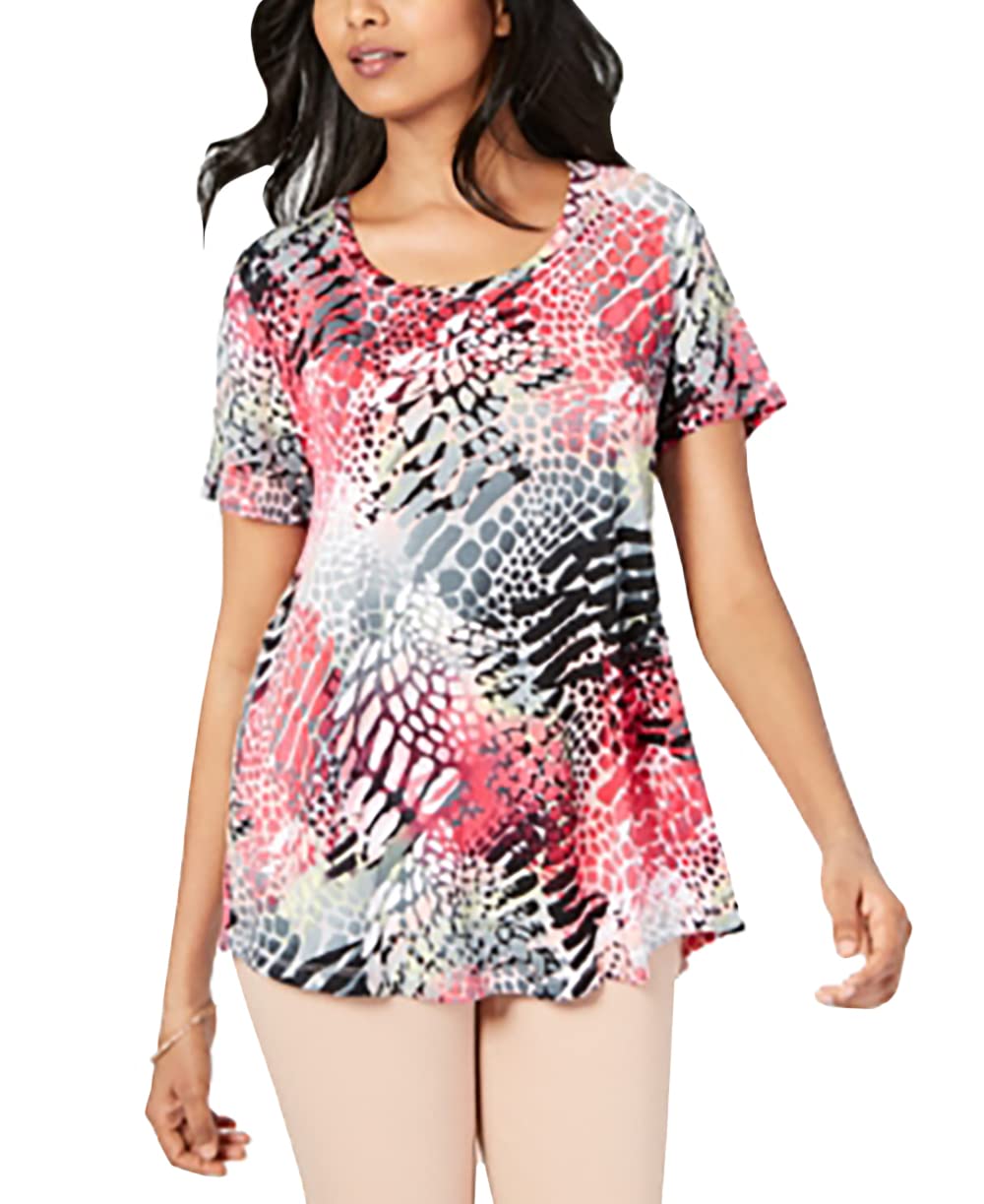 Printed Scoop-Neck Top