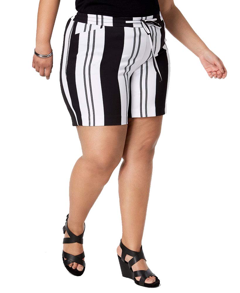 Plus Size Striped Tie Waist Shorts