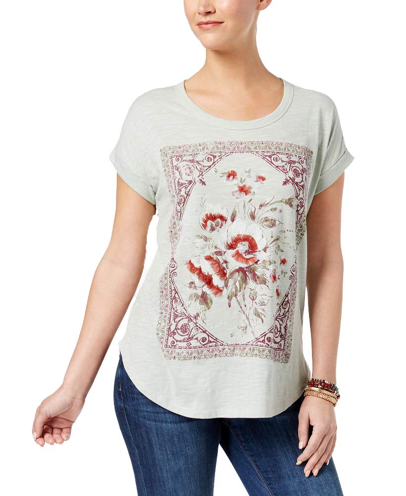 Style & Co Cotton Embroidered Printed T-Shirt