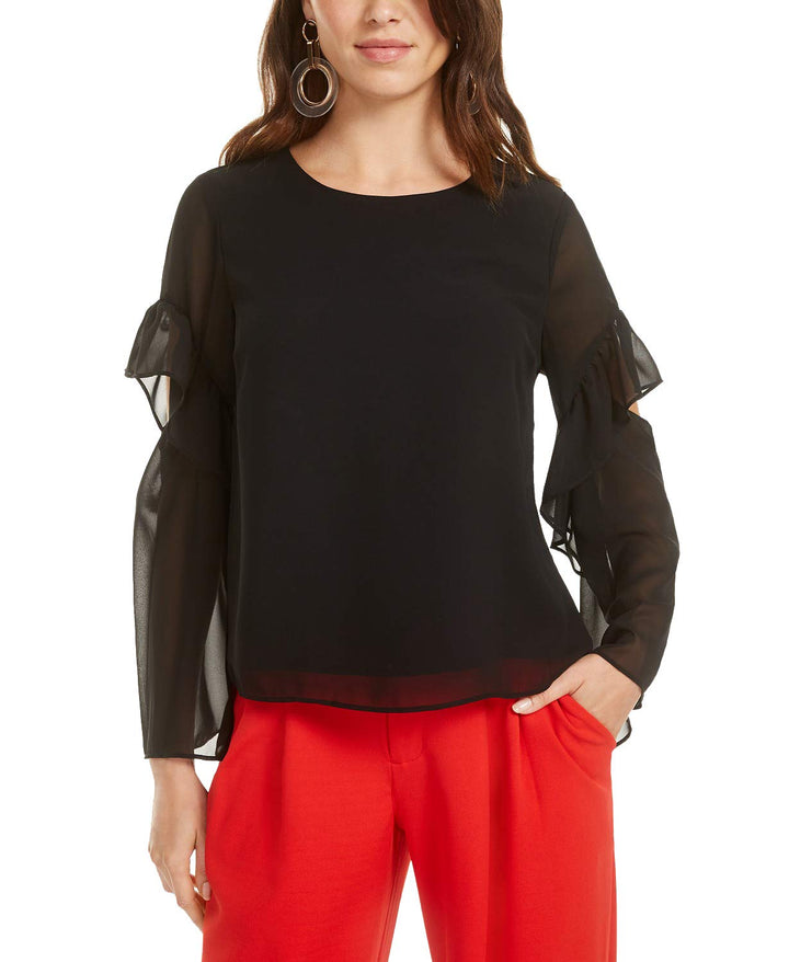 Bar III Cutout Ruffle Sleeve Top