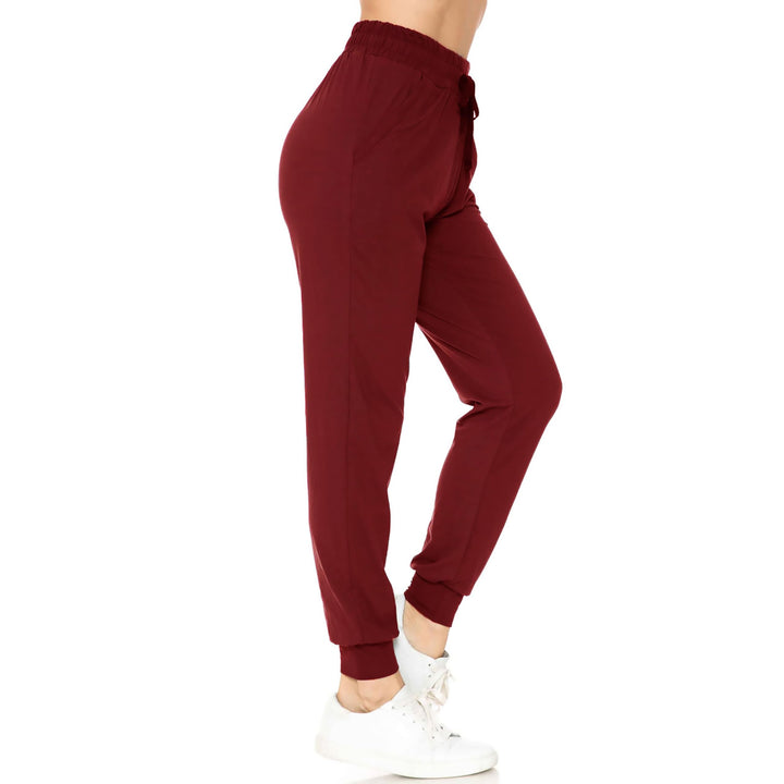 Buttery Soft Solid Basic Burgundy Joggers - EEVEE