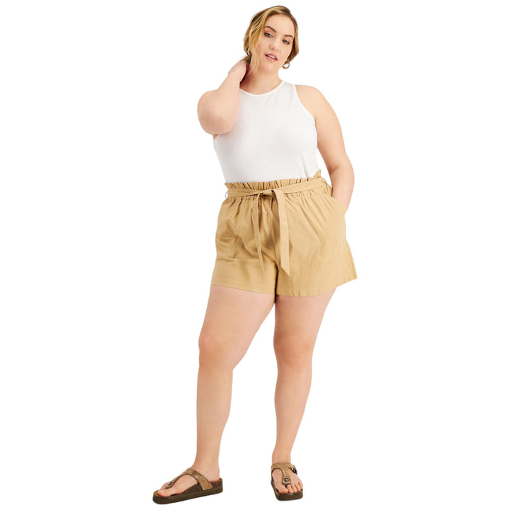 Now This Trendy Plus Size Paperbag Shorts
