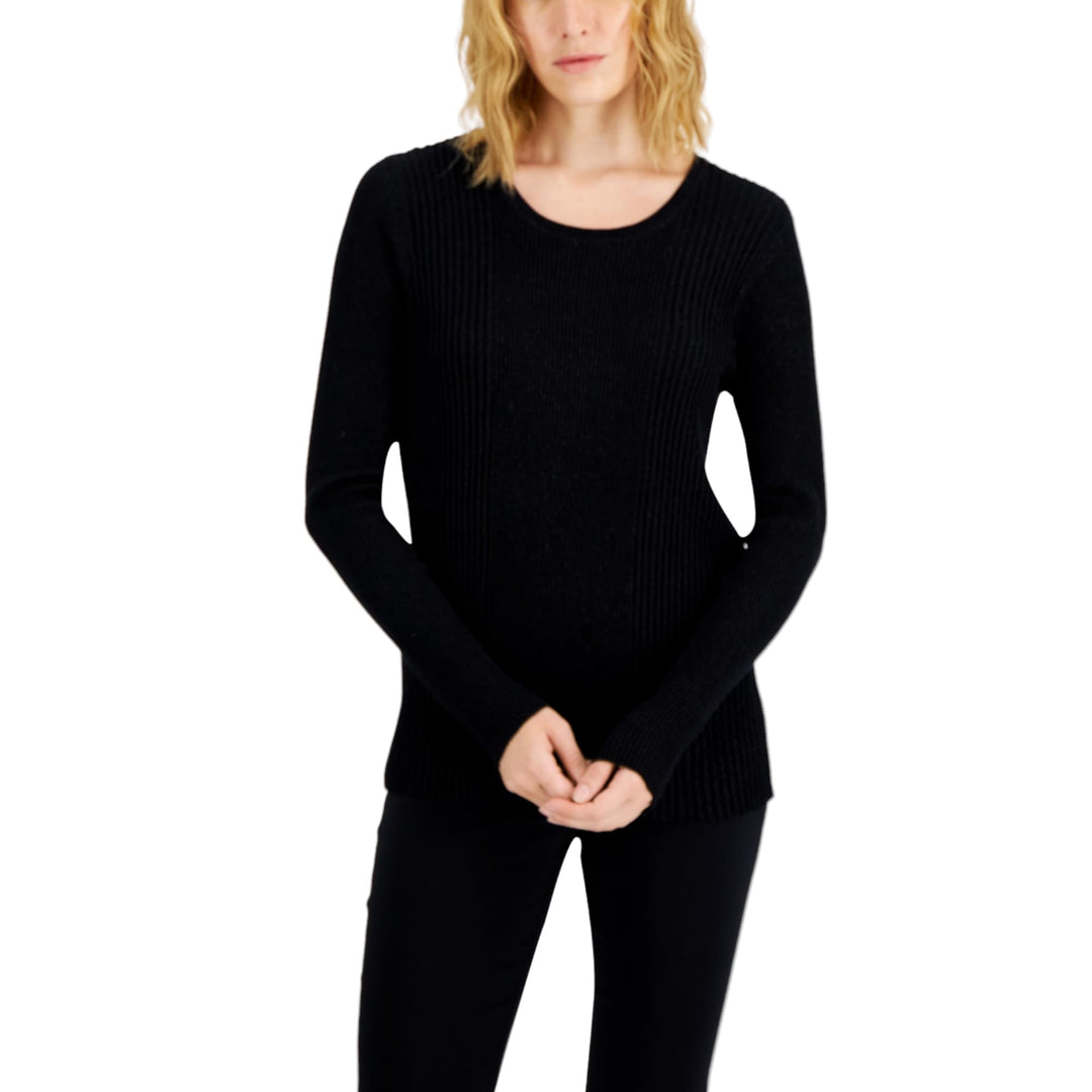 Alfani Womens Metallic Ribbed Sweater