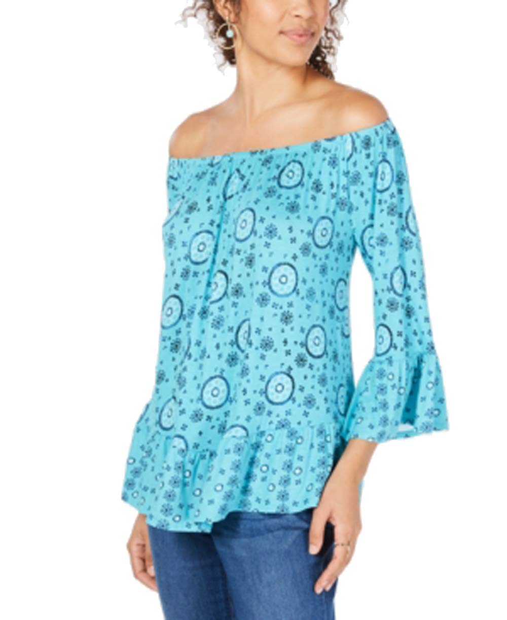 Style & Co Petite Printed Off The Shoulder Top