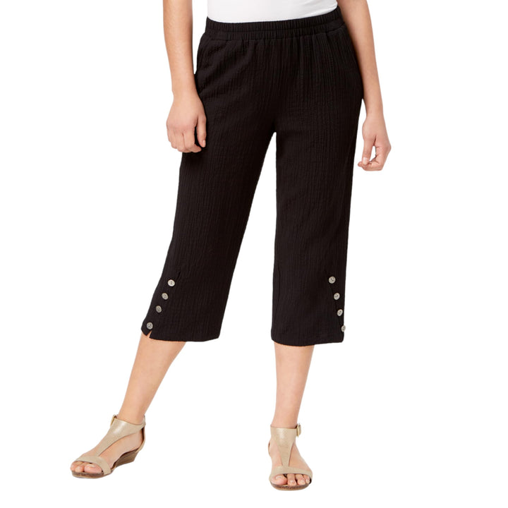 Button-Hem Capri Pants
