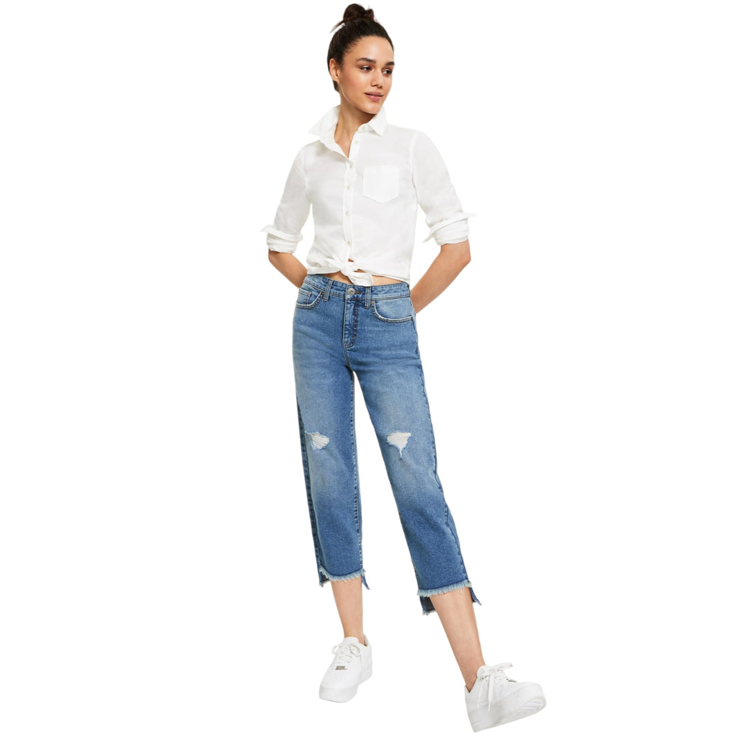 Style & Co High Rise Straight Cropped Jean