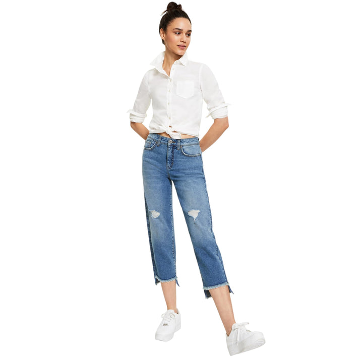 Style & Co High Rise Straight Cropped Jean