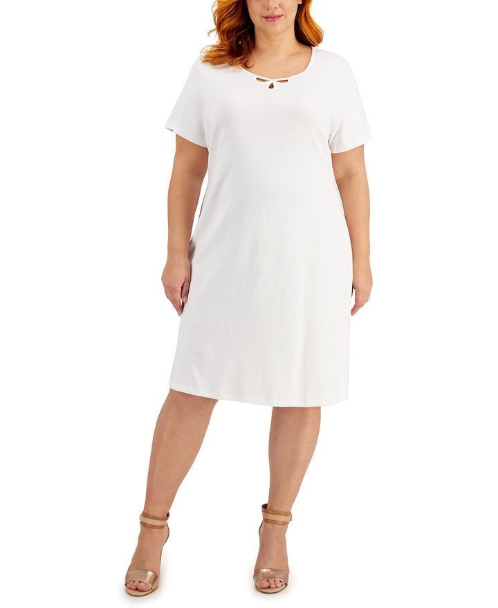 Karen Scott Plus Size Cotton Cutout T-Shirt Dress
