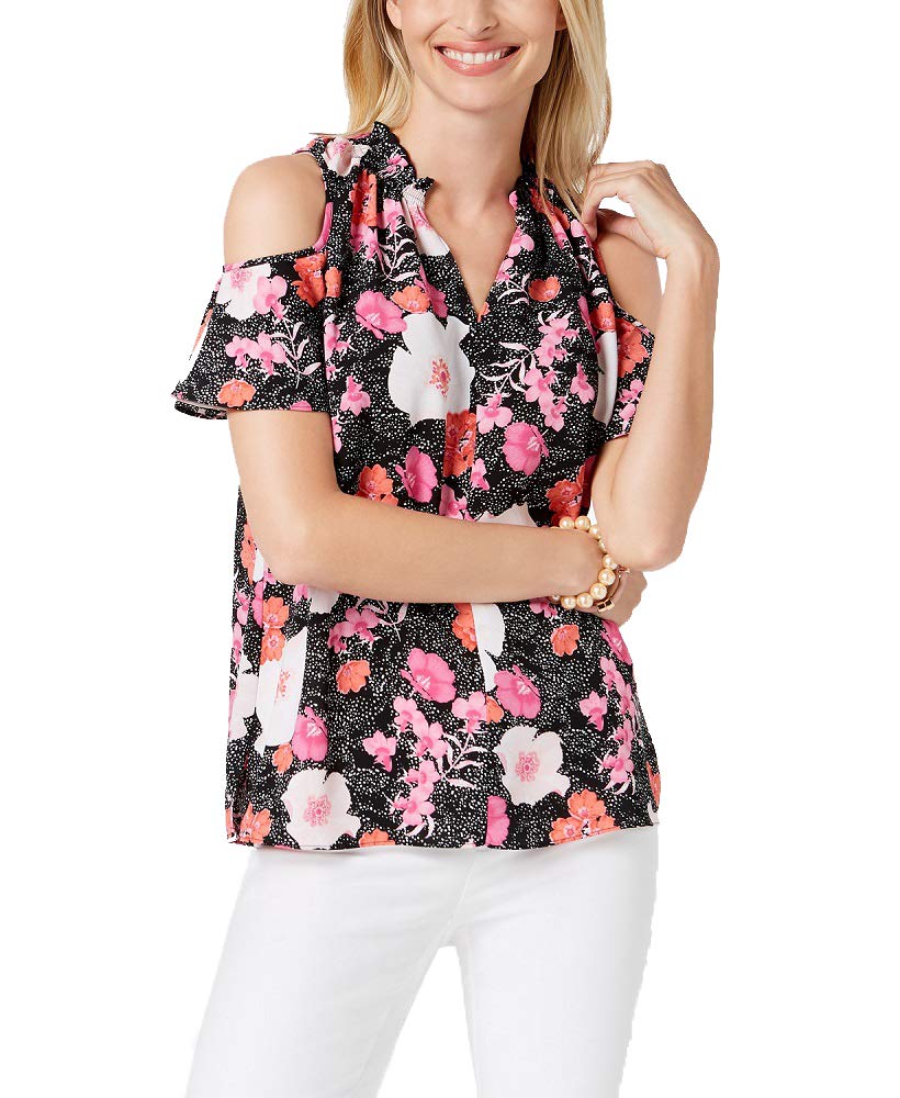 Printed Cold-Shoulder Top