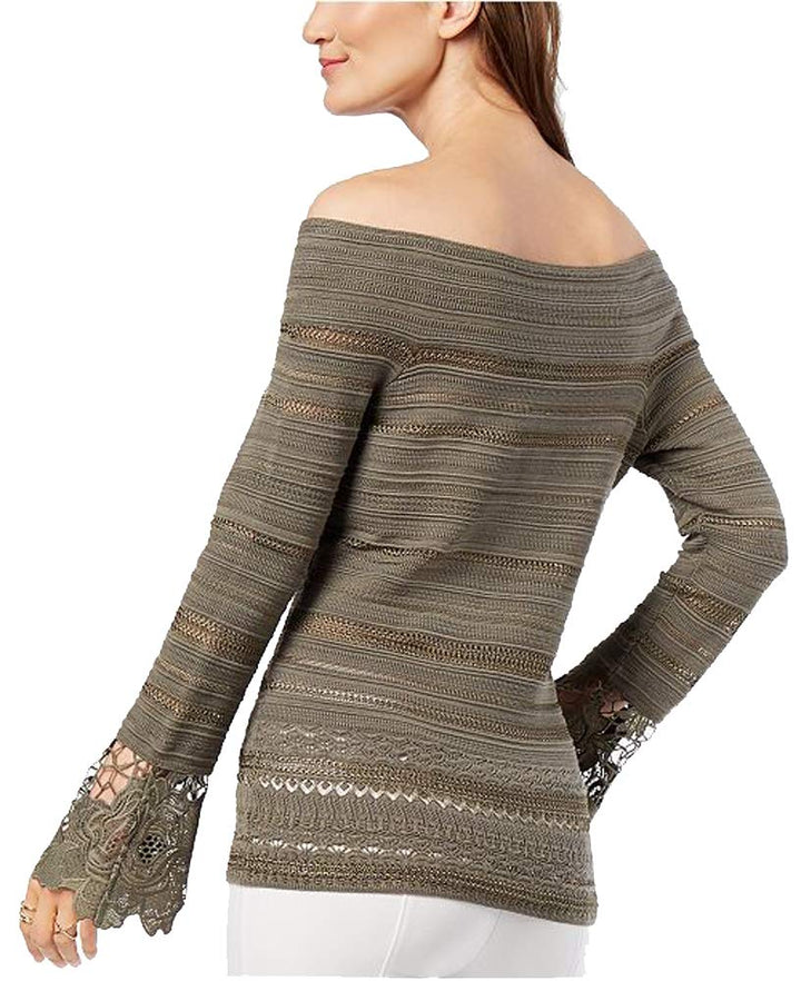 Lace Trim Off The Shoulder Sweater