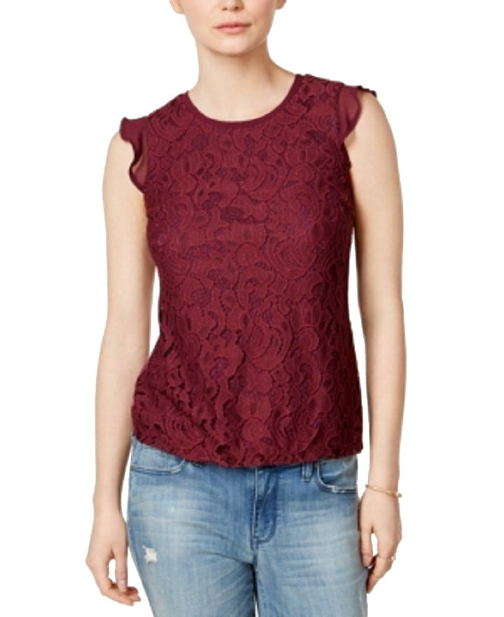 Maison Jules Lace Flutter Sleeve Top