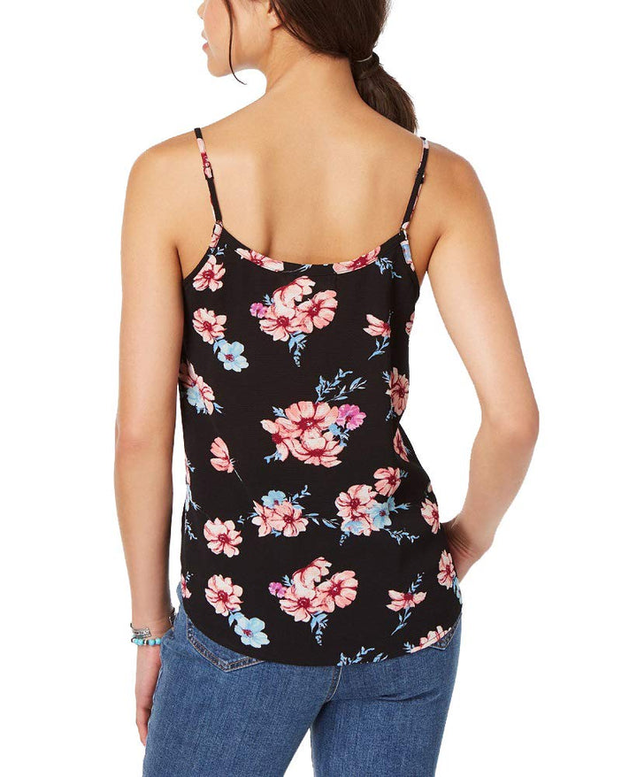 Juniors' Printed Lace-Up Tank Top