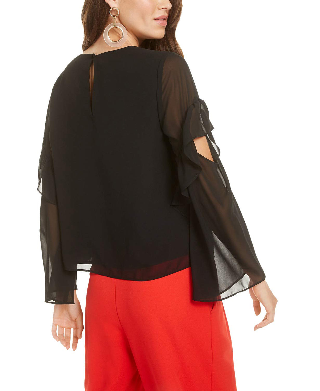 Bar III Cutout Ruffle Sleeve Top