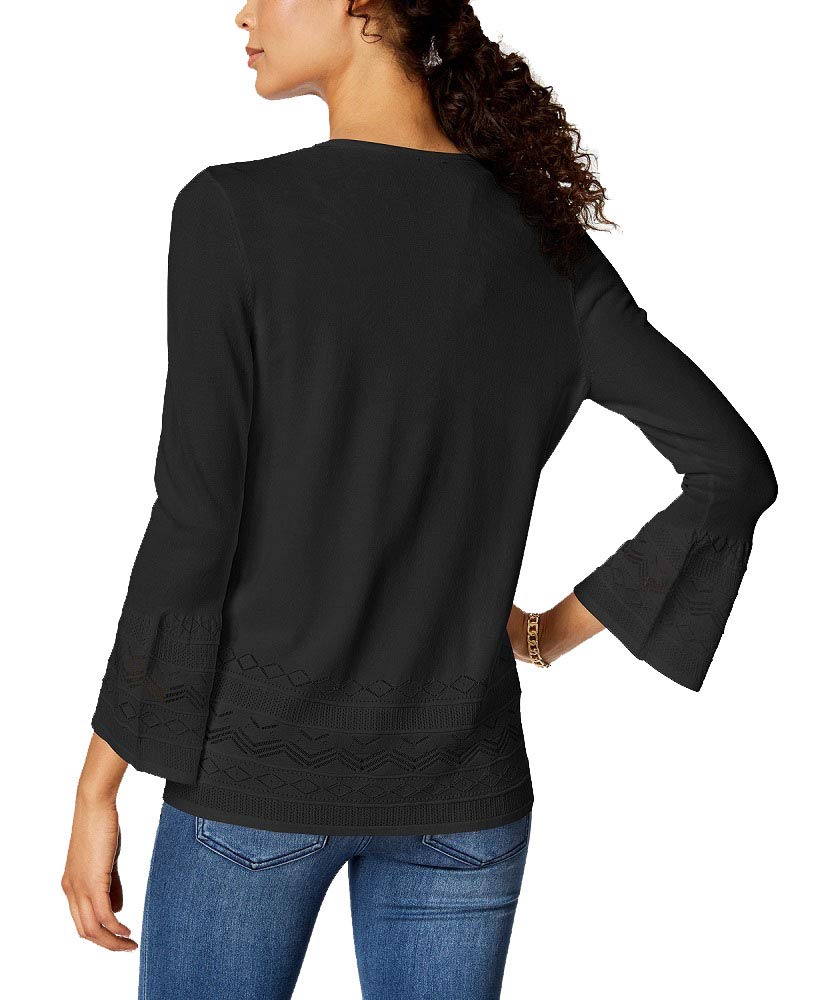 Charter Club 3/4 Sleeve Pointelle Knit Cardigan