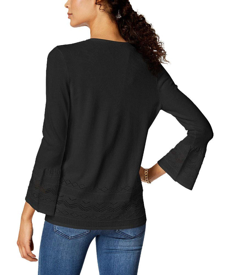 Charter Club 3/4 Sleeve Pointelle Knit Cardigan