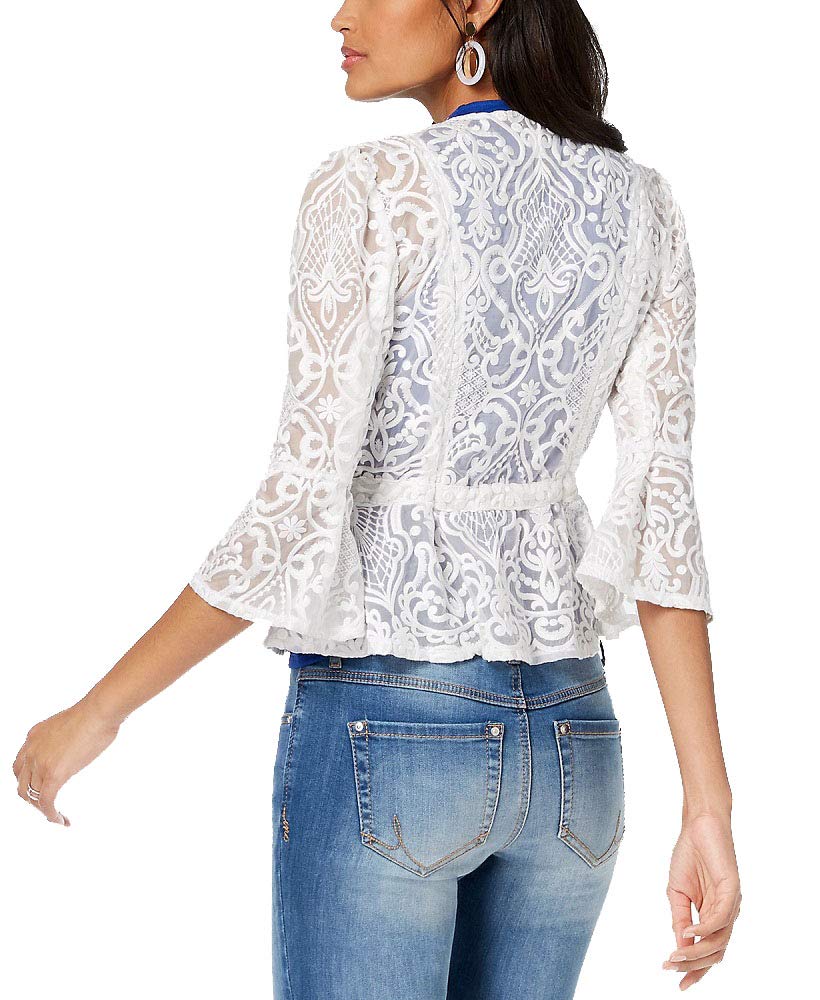 Petite Illusion Lace Peplum Jacket