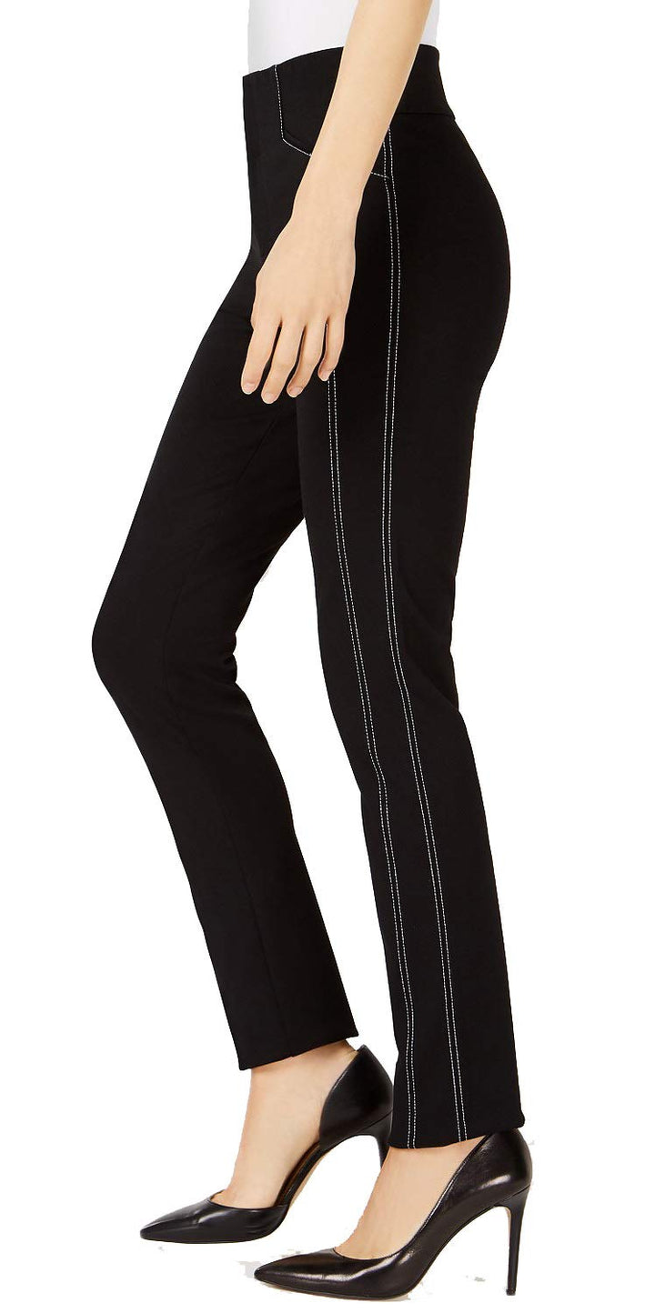 Curvy Contrast Stitch Straight Leg Pants