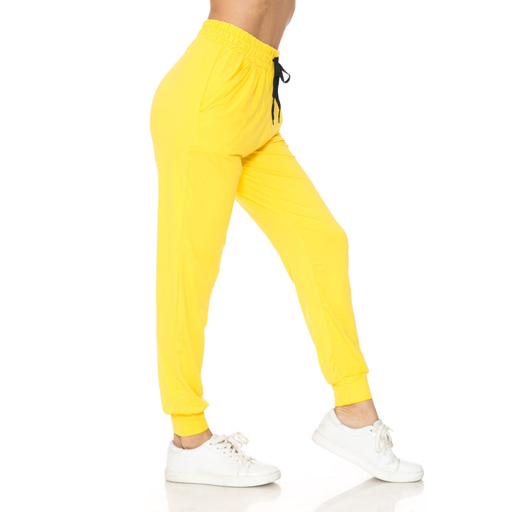 Buttery Soft Solid Basic Yellow Women's Joggers - EEVEE