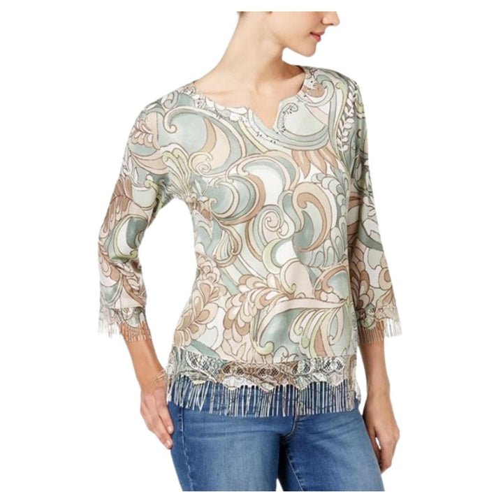 Alfred Dunner Winter Garden Embellished Fringe Sweater