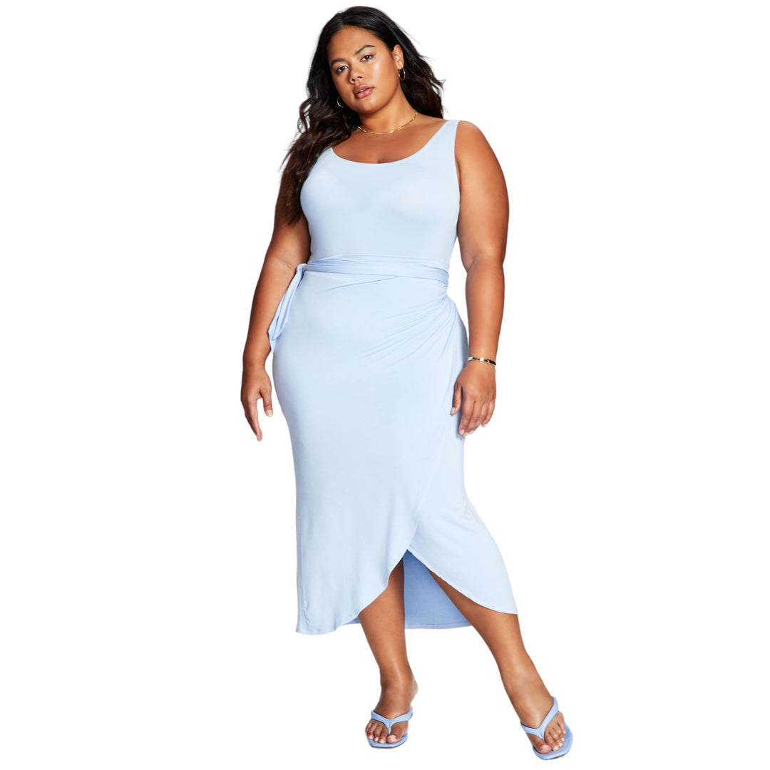 Now This Trendy Plus Size Side Tie Midi Dress