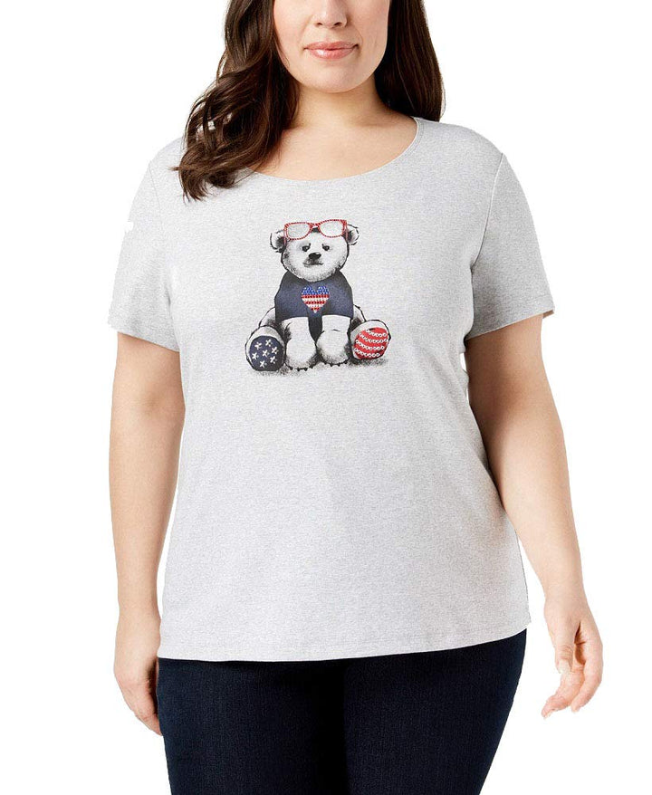 Karen Scott Plus Size Cotton Graphic T-Shirt