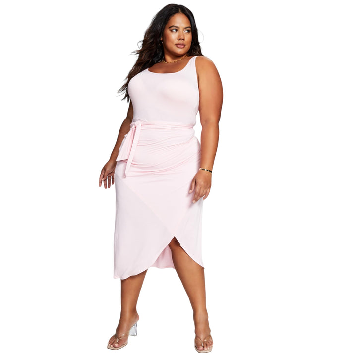 Now This Trendy Plus Size Side Tie Midi Dress