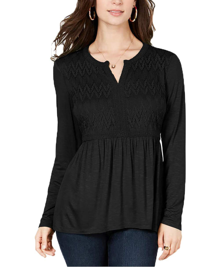 Style & Co Lace Front Draped Top
