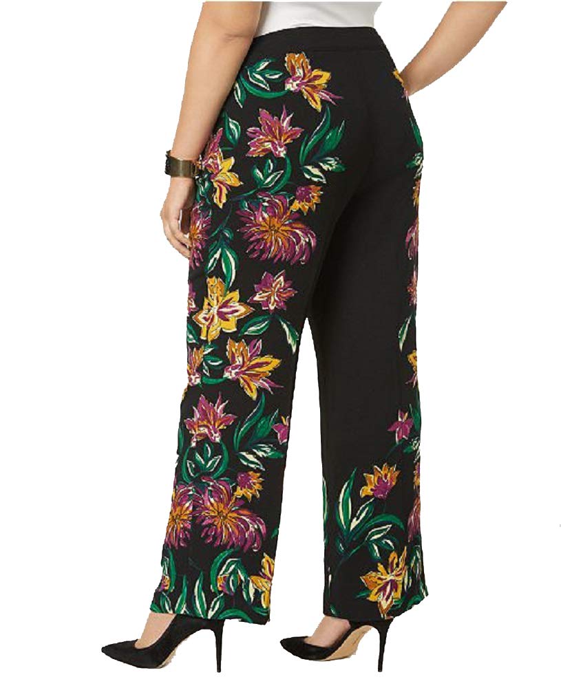 Plus Size Floral Print Wide Leg Pants
